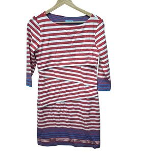 McLaughlin Striped Red, White and Blue Long Sleeve Dress Size Small